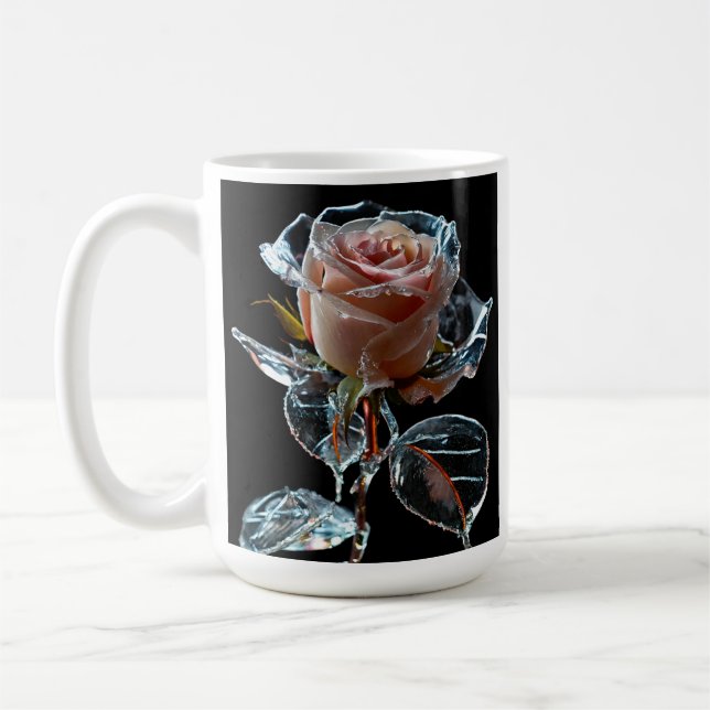 "Enchanting Ice Ro: A Transparent Glass Blommar Kaffemugg (Vänster)