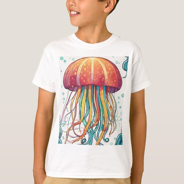 Enchanting Jellyfish Printing Kids' T-Shirt (Framsida)
