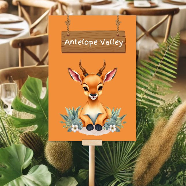 Enchanting Jungle Safari Antelope Bord Sign Bordsnummer (Skapare uppladdad)