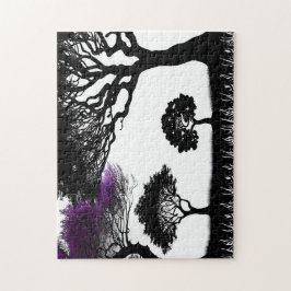 Enchanting Lila Silhouette Forest Pussel