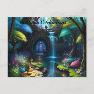 Enchanting Magic Fairy Garden Birthday Inbjudan Vykort