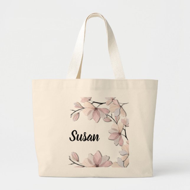 Enchanting Magnolia Blommar Tote Bag Jumbo Tygkasse (Framsidan)
