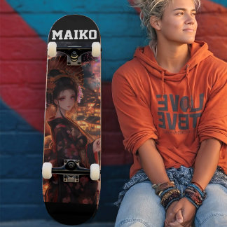 Enchanting Maiko: Mystic Japanese Nights Mini Skateboard Bräda 18,5 Cm