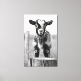 Enchanting Monochromatic Tranquil Baby Goat Canvastryck