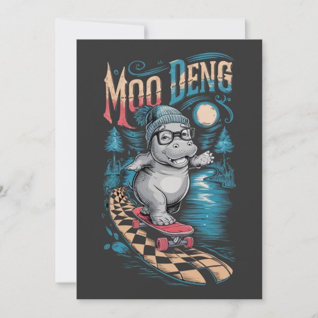 Enchanting Moo Deng Hippo Inbjudningar (Framsida)