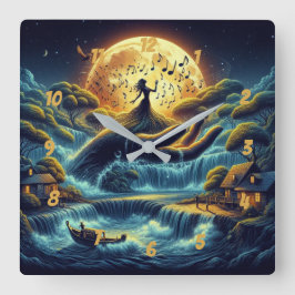 Enchanting Moonlight Sergranat Fyrkantig Klocka