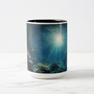 Enchanting Moonlit Underwater Kelp Forest Art | Gl Två-Tonad Mugg