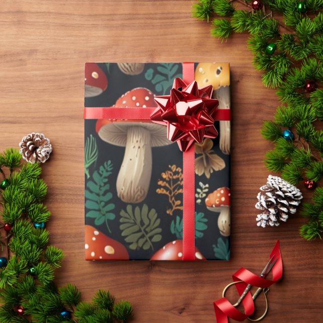 Enchanting Mushroom Forest Presentpapper (Julgåva)