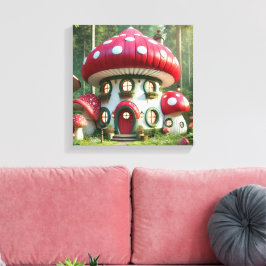 Enchanting Mushroom House - Whimsical Fairytale Canvastryck