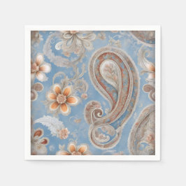 Enchanting Paisley Peach and Blue Pappersservett