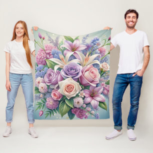 Enchanting Pastel Blommigt Fleece Blanket