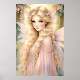 Enchanting Peach Glow Fairy Poster