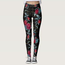 Enchanting Peony Black Blommönster - Leggings