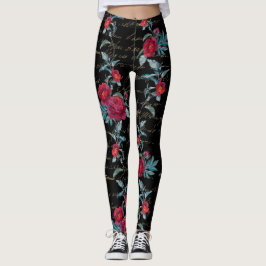 Enchanting Peony Black Blommönster - Leggings