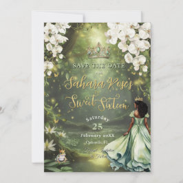 Enchanting Princess & Frog Green Dress Sweet 16 Spara Datumet