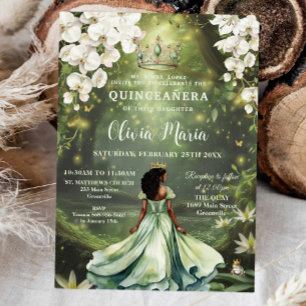 Enchanting Princess & Frog Grönt Dress Quinceañera Inbjudningar