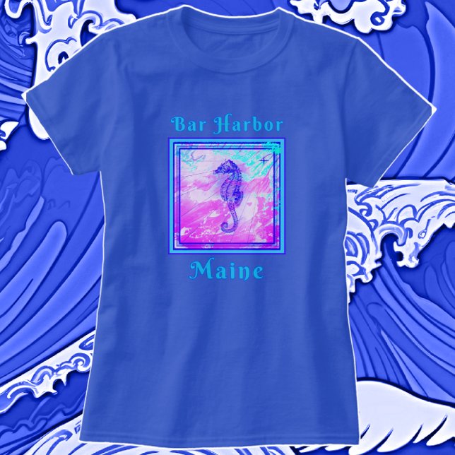 Enchanting Pub Harbour Maine Vacation Seahorse T Shirt (Skapare uppladdad)