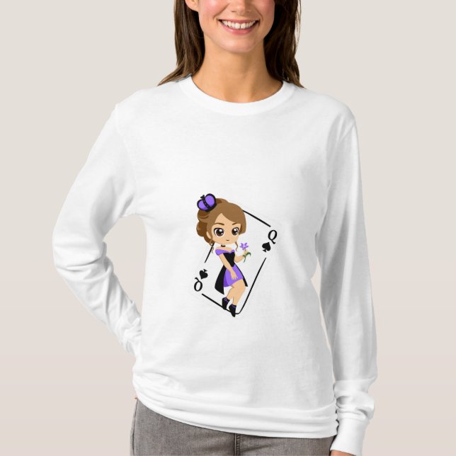 "Enchanting Queen of Spades Women's Långärmad" T Shirt (Framsida)