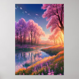 Enchanting Sunset Unfolds in Riverland Poster