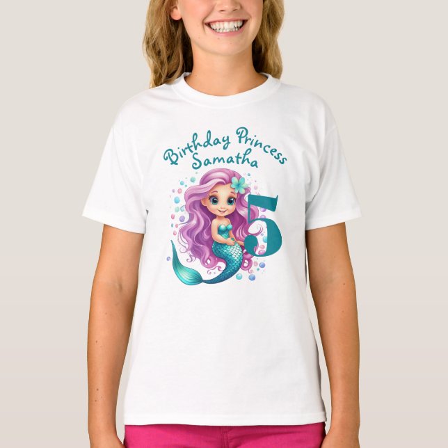 Enchanting Teal Sjöjungfru Fantasy Birthday T Shirt (Framsida)