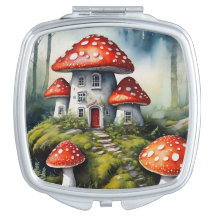 Enchanting Toadstool House Compact Spegel