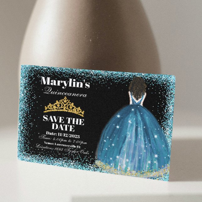 Enchanting Turcouise Glitter Princess Quinceanera Spara Datumet (Skapare uppladdad)