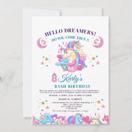 🌈 ✨ Enchanting Unicorn 8th Karly Magic Birthday Inbjudningar