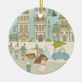 Enchanting Winter City Ligcape Julgransprydnad Keramik