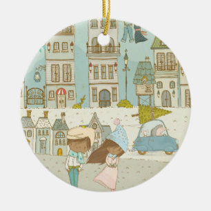 Enchanting Winter City Ligcape Julgransprydnad Keramik