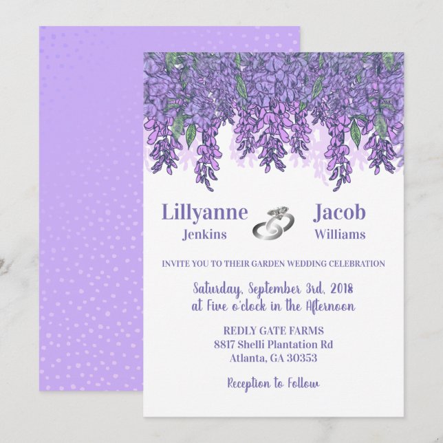 Enchanting Wisteria Garden Wedding Inbjudningar (Fram/baksida)