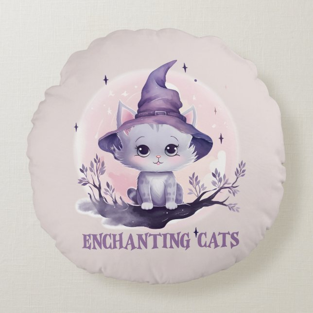 Enchanting Witch Cat Rund Kudde (Framsidan)