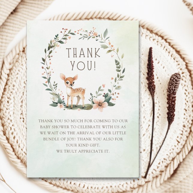 Enchanting Woodland Deer Baby Shower Tack Kort (Skapare uppladdad)