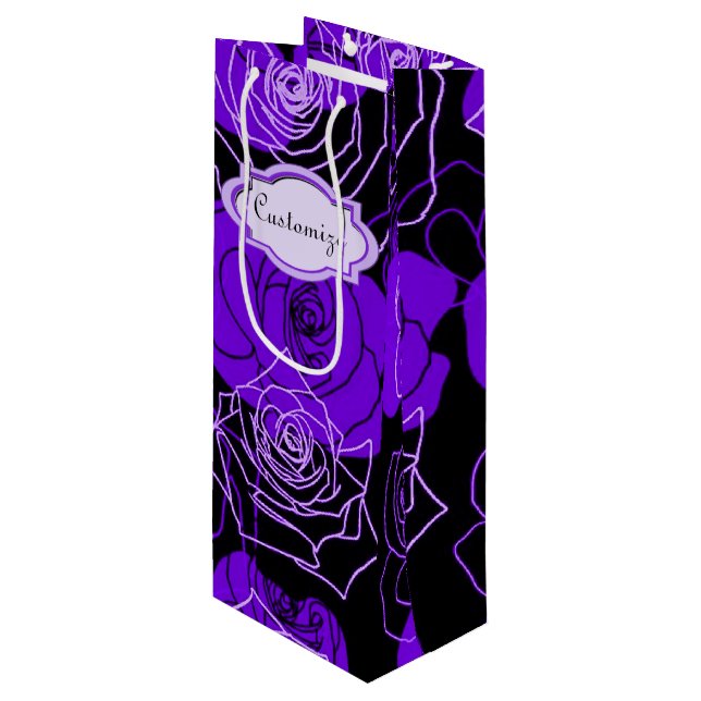 EnchantLila Ro Blommigt Vin Gift Bag (Framsidan Vinklad)
