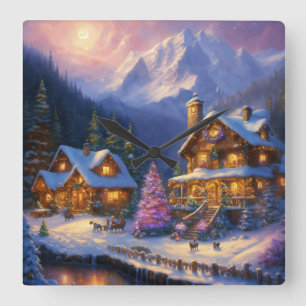 Enchantment på Everinter: A Thomas Kinkade Inspir Fyrkantig Klocka