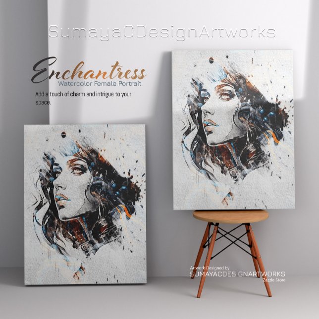 Enchantress Watercolor Female Porträtt | Canvastryck (Skapare uppladdad)