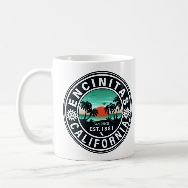 Encinitas California Retro Sunset Souvenirs 80-tal Kaffemugg (Vänster)