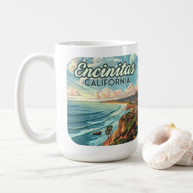 Encinitas California San Diego Beach Vintage Kaffemugg (Med munk)
