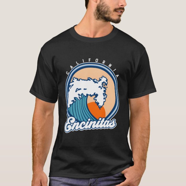 Encinitas California Surfa Wave T Shirt (Framsida)