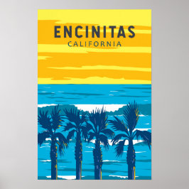 Encinitas Kalifornien Resa Konst Vintage Poster
