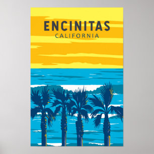 Encinitas Kalifornien Resa Konst Vintage Poster