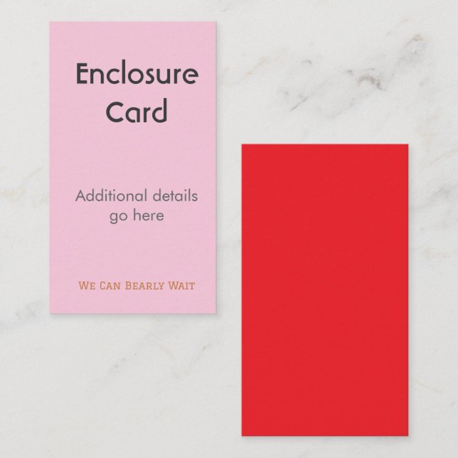 Enclosure Card Wedding Birth Announcement | Diaper Tilläggskort (Fram/baksida)