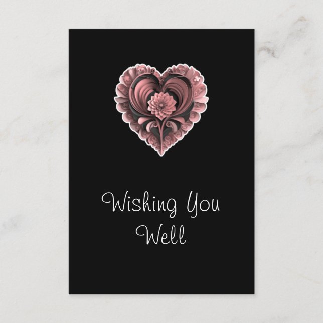 Enclosure Card Wedding Red Heart Floral Insert Tilläggskort (Framsida)