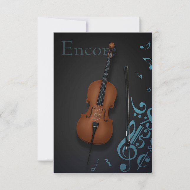 "Encore" Cello & Bow Turcouise & Black Anpassnings Tack Kort (Framsida)