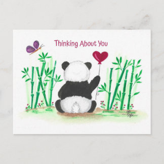 Encouragement Panda Bamboo Butterfly Heart Balloon Vykort