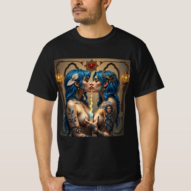 Encuentro de Almas con Llama Etérea T Shirt (Framsida)