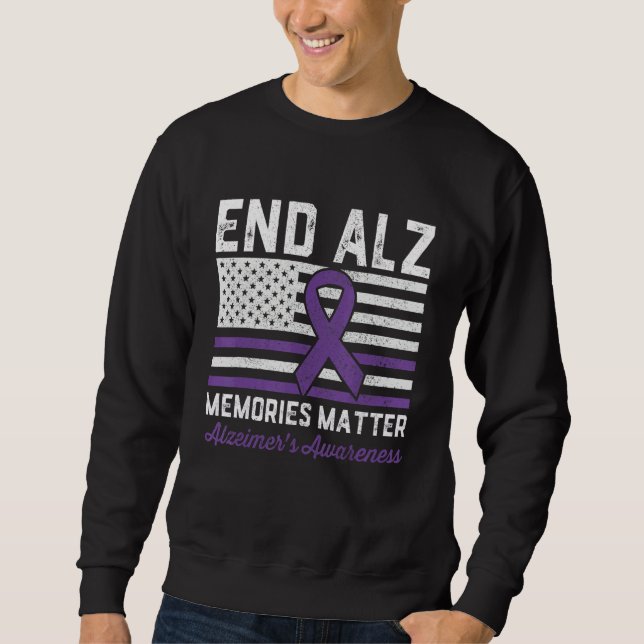End Alz Memories Matter Alzheimers Awareness Purpl Lång Ärmad Tröja (Framsida)