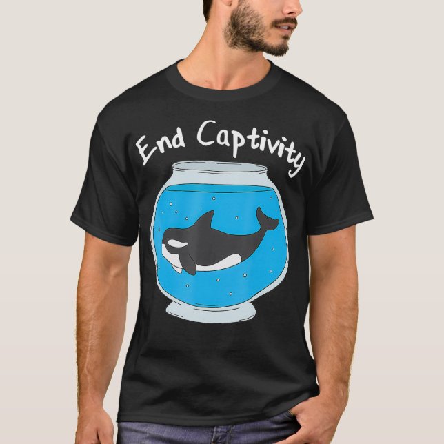 End Captivity Free The Orcas  T Shirt (Framsida)