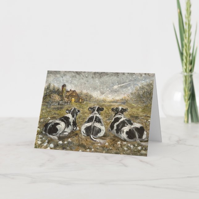 End of Day Cows Whimsical Farmhouse Cow Rustic  Kort (Framsida)