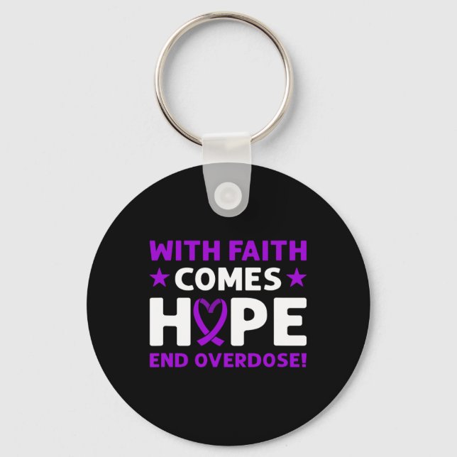 End Overdose! Purple Ribbon. Overdose Awareness  Nyckelring (Framsida)