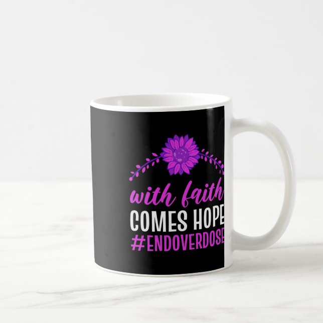 End Overdose With Faith Comes Hope Purple Floral F Kaffemugg (Höger)
